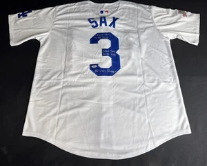 Steve Sax Signed Los Angeles Dodgers Custom Jersey W/4 inscriptions PSA - Picture 1 of 3