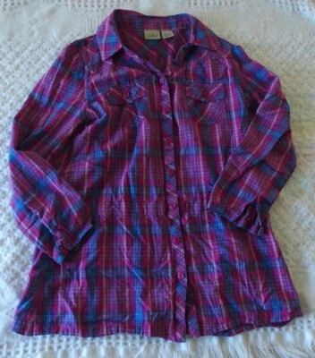 L.L. Bean M 10 12 девочек кнопка рубашка фиолетовый синий длинным рукавом BTS LLBean играть - Изображение 1 из 2