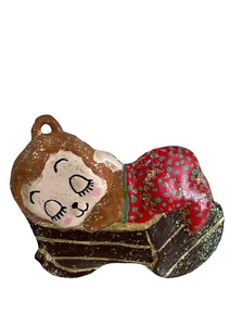 Vintage Rocking Ceramic Baby Christmas Ornament Decoration Signed LM1984 - Picture 1 of 9
