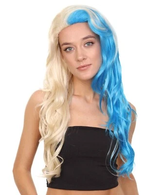 Half Blonde and Half Blue Wig | Fancy Party Event Ready Halloween Wig HW-2725 - Image 1 of 4