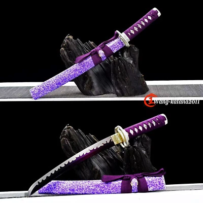Espada curta roxa 22" 1095 aço carbono afiada autodefesa Tanto Mini Katana - Imagem 1 de 4