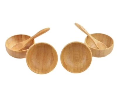 Customize Logo-Natural Bamboo face pack bowl face pack spoons makeup set - Image 1 of 4