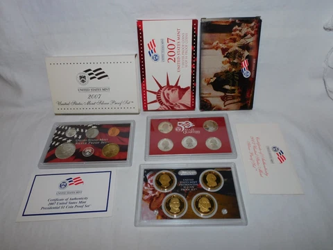 2007-S U.S. MINT SILVER PROOF SET w/ COA BOX (7) 90% SILVER COINS 14-COIN SET Cover