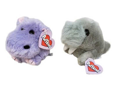 Vintage Puffkins Plush Lot of 2 Whiskers Walrus Henrietta Hippo 4" NWT 1994 - Image 1 of 4