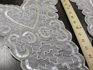 Panel de aplique grande transparente con cuentas y lentejuelas 18"" x 14"" hermoso - Imagen 1 de 3