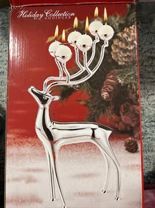 Vintage Silver Plated Reindeer Candle Candelabra Holder - Picture 1 of 7
