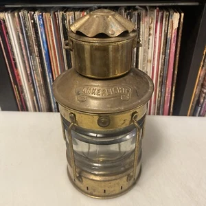 vtg ANKERLICHT Brass Lantern 9" NAUTICAL Maritime GLASS Kerosene Decor antique - Picture 1 of 17