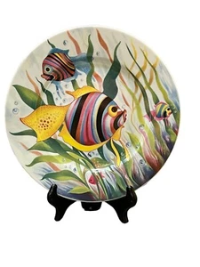 St Martin Email De Tropical Limoges Plate 10 1/4” Beach House Coastal Ocean - Picture 1 of 8