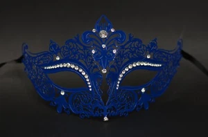 Elegant Royal Blue Venetian Masquerade Mask with Crystals Masquerade Mask - Picture 1 of 5