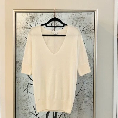 Lacoste Womens Size Small Cream Ivory Sparkle Cashmere Blend Knit Sweater Top — 第 1/4 张图片
