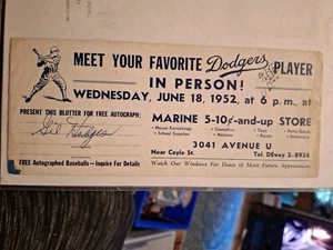 1952 GIL HODGES Signed In Person Meet Your Favorite Dodger Marine 5&10 Store JSA - Picture 1 of 3