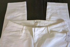 Pantalones altos blancos elásticos tiro medio mezcla algodón Pixie azul marino antiguo talla 14 nuevos con etiquetas - Imagen 1 de 8