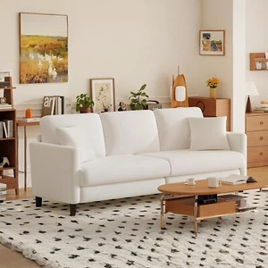 Sofa 3 Sitzer 210cm Teddy Fleece Sofas Couch mit Kissen Bequeme 3er Sitzsofa - Bild 1 von 55