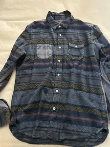 Camisa Artisan De Luxe Para Hombres Anthropologie Denim Navajo Azteca Patchwork Botón XL - Imagen 1 de 5