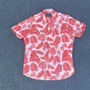 Bonobos Shirt Men's XL Hawaiian Floral Button-Up Short Sleeve Red 100% Cotton - Picture 1 of 12