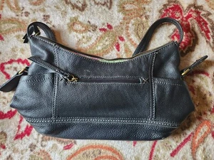 Vintage The Sak Small Black Purse Shoulder Bag Gold Detailing Colorful Interior - Picture 1 of 4