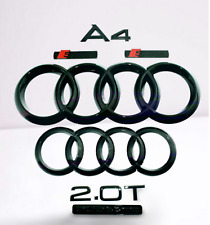 For Audi A4 Rings Quattro S Line 2.0T Emblem Hood Grill Rear Side  Gloss Black 2