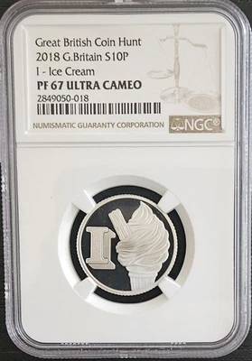 2018 Great Britain Silver 10 Pence I - Ice Cream Proof NGC PF 67 - Image 1 of 4