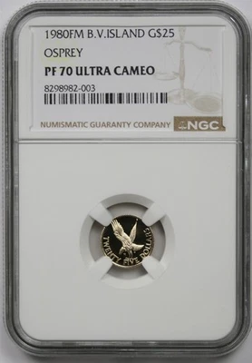1980 FM British Virgin Island Osprey Gold $25 NGC PF 70 Ultra Cameo Pop 16/0 - Image 1 of 4