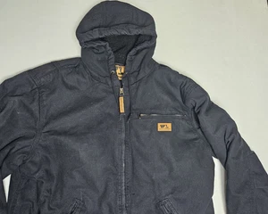 Wells Lamont Coat Mens Large Sherpa Lined Duck Canvas Heavy Duty Navy Workwear - Picture 1 of 8