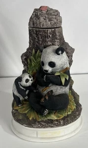Vtg 1978 Hoffman Whiskey Decanter Panda Bears Eating Bamboo Porcelain Music Box - Picture 1 of 5