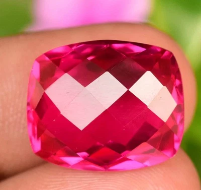 Natürlich Rot Pink Rubellit Turmalin 21.35Ct Certified Kissen Checker Edelstein - Bild 1 von 4