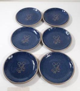Juego de 6 platos de ensalada de postre azul 11" con logotipo de silueta de Mickey Mouse de los parques de Disney - Imagen 1 de 2