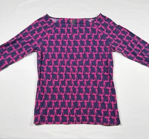 Lily Pulitzer Womens 3/4 Sleeve Top Shirt Pink Blue High Heels Pumps Boat Neck - Picture 1 of 8