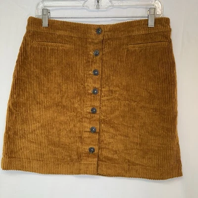 Chelsea & Violet Mustard Corduroy Mini Skirt Size M Button Front Unlined - Image 1 of 4
