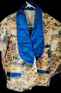 Vintage japanisches Seiden Smoking Sakko 50er Jahre groß bestickt - Bild 1 von 6