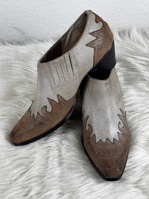 Botines sin cordones Oak Tree Farm marrón vaquera occidental tacón bajo de cuero para mujer 7 Foto 1 de 4