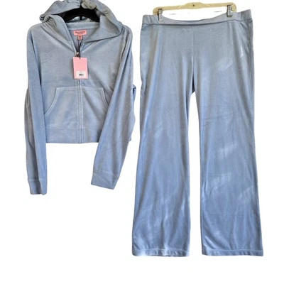 NWT Juicy Couture BLING tracksuit hoodie and pants pastel turquoise Rare Size XL - Image 1 of 4