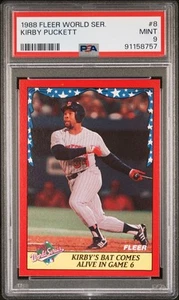 🔥🏟1988 FLEER WORLD SERIES #8 KIRBY PUCKETT TWINS HOF PSA 9🔥⚾️ - Picture 1 of 3