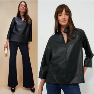 Biesen NEU schwarz Kunstleder schick kantig Kragen Margot Top Gr. XS - Bild 1 von 13