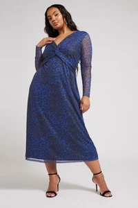 Yours Curve Women's Plus Size Leopard Print Twist Front Maxi Dress - Picture 1 of 8