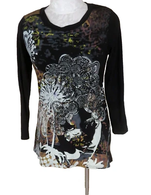 Anthropologie Clotheshead Knit Top Shirt Blouse Tee Tunic Sweater Black Sz L New - Image 1 of 4