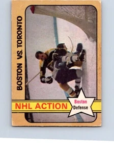 VINTAGE HOCKEY CARD OPC 1972 BOSTON VS TORONTO NHL ACTION DALLAS SMITH NO977 - Picture 1 of 2