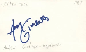 Andrew Giddings Keyboards Jethro Tull Rock Band Music Signed Index Card JSA COA - Picture 1 of 2