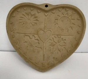 Vtg Pampered Chef Stoneware Seasons Of Heart Cookie Mold Valentine Love 1997 - Picture 1 of 9
