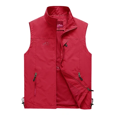Mens With Pockets Zipper Vest Casual Waistcoat Sleeveless Sport Tops Mesh Lining - Image 1 of 4