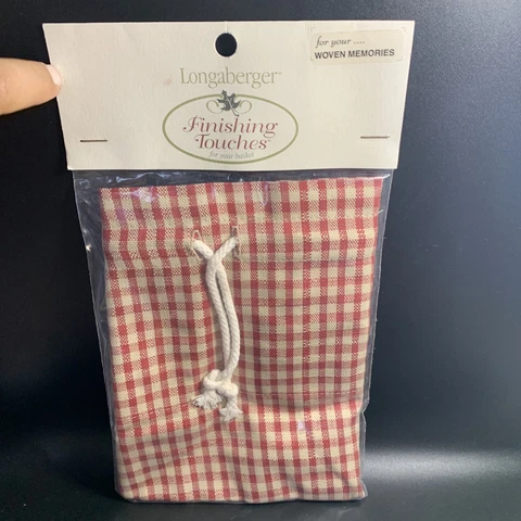 NEW Longaberger Fabric Liner Homestead Memories Gingham Beige Red Cover