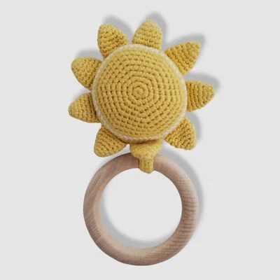 Albetta Bebé Infante Amarillo Sol Suave Algodón Tejido Juguete Muñeca Sonajero Foto 1 de 2