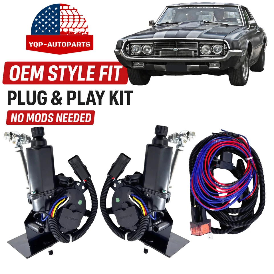 Electric Headlight Conversion Kit for 1967-1969 Ford Thunderbird Brand New Motor - Image 1 of 4