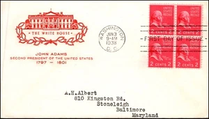 Scott 806 2 Cents Adams House Of Farnam FDC - Typed Address Block Planty 806-45 - Picture 1 of 2