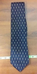 PERRY ELLIS NAVY YELLOW DOT DESIGNER SILK MENS NECK TIE FREE SHIPPING - Picture 1 of 3