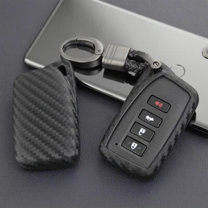Carbon Fiber Remote Car Key Fob Case Cover Chain For Lexus IS ES NX RX GS LX RC - Picture 1 of 10