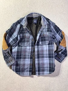Gap Jacket Boys 8 Medium Linen Blue Plaid Pockets Long Sleeve Collared - Picture 1 of 6