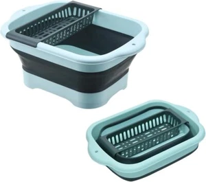 Collapsible Dish Basin with Drain Plug, Space Saving Outdoor Multiuse Foldable - Picture 1 of 2
