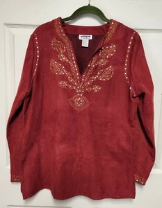 Unique Spectrum Langarm bestickt Top Bluse Größe Large  - Bild 1 von 9