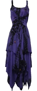 Tie Dye Dress Maxi Sleeveless Corset Pixie Purple Black 8 10 12 14 16 18 20 22 - Picture 1 of 8